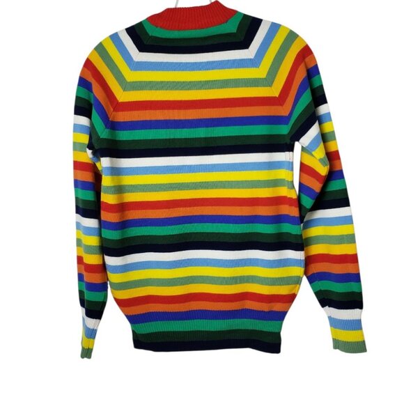 Hot Dog Dionysian Vtg  70's Rainbow Striped Mock neck Sweater Xlarge - Picture 15 of 16